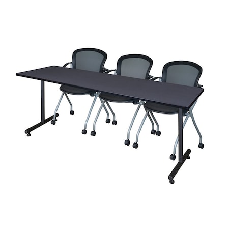 Kobe Rectangle Training Table, 84" W, 29" H, Laminate Top, Gray MKTRCT8424GY23BK